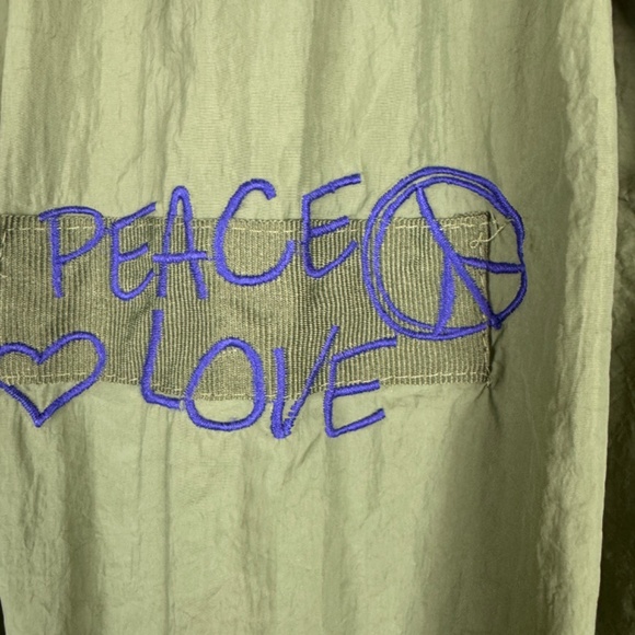 ROCKS & INDIGO Green Lightweight Trench Coat Embroidered Boho / Size Medium - Picture 4 of 16